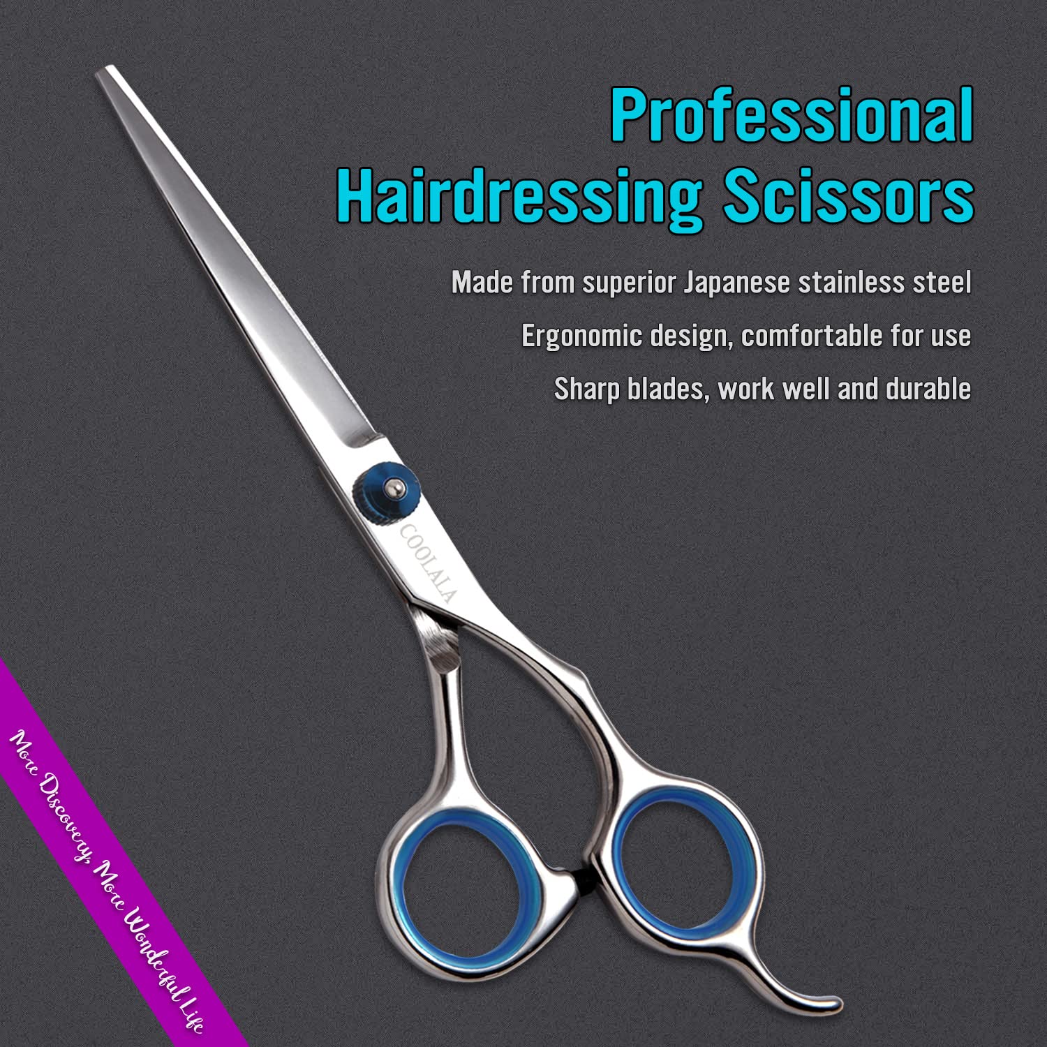 Stainless Steel Hair Cutting Scissors 6.5 Inch Hairdressing Razor Shears Professional Salon Barber Haircut Scissors, One Comb Included, Home Use for Man Woman Adults Kids Babies