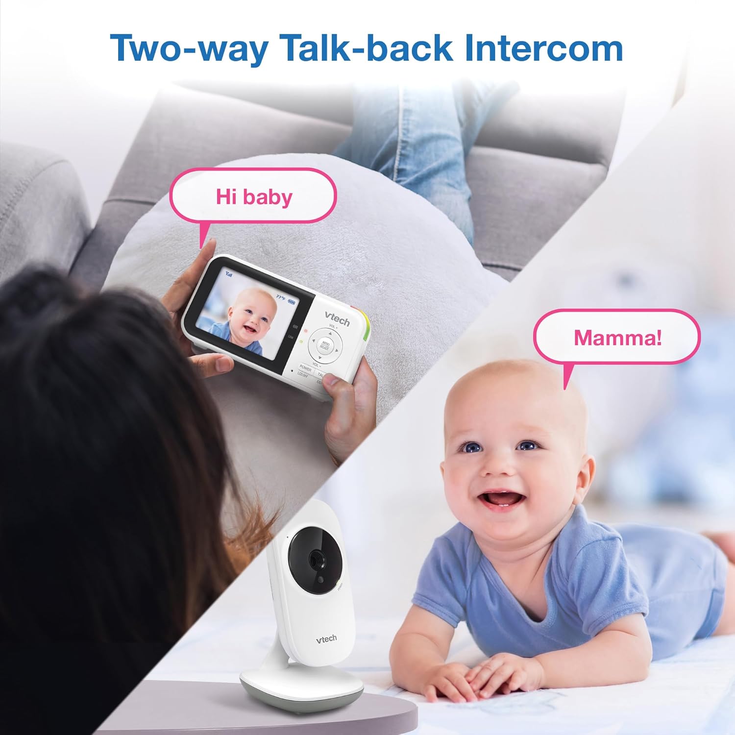 VM819 Baby Monitor with Camera and Audio, 2.8” Screen Portable Baby Camera, Night Vision, 2-Way Audio, Temperature Sensor and Lullabies, Secure Transmission No Wifi, Ideal for Baby/Elderly/Pet