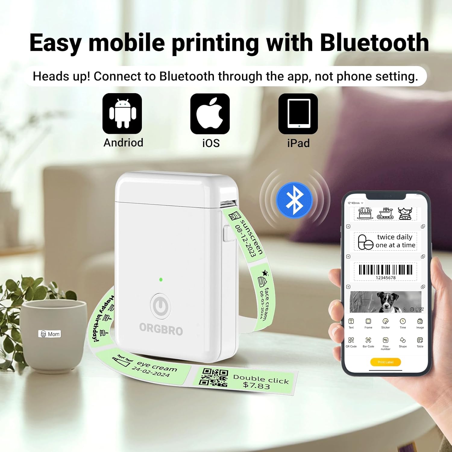 Label Maker Machine with Tape, X1 Portable Bluetooth Mini Label Printer, Support Pre-Cut & Continuous Label, Wireless Small Label Makers with Versatile App for School Home Office Organization