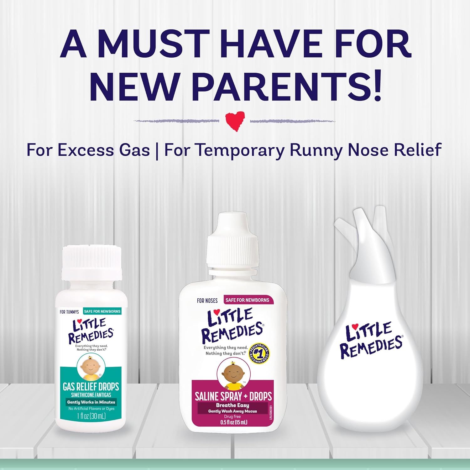 , New Baby Essentials Kit, 6 Newborn Essentials, Saline Nasal Spray, Gas Relief Drops, Gripe Water, Fever Reliever, & Diaper Ointment