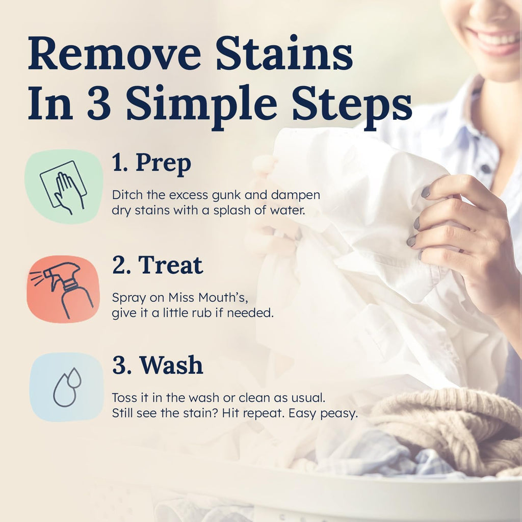 Messy Eater Stain Treater Spray - 4Oz Stain Remover - Newborn & Baby Essentials - No Dry Cleaning Food, Grease, Coffee off Laundry, Underwear, Fabric