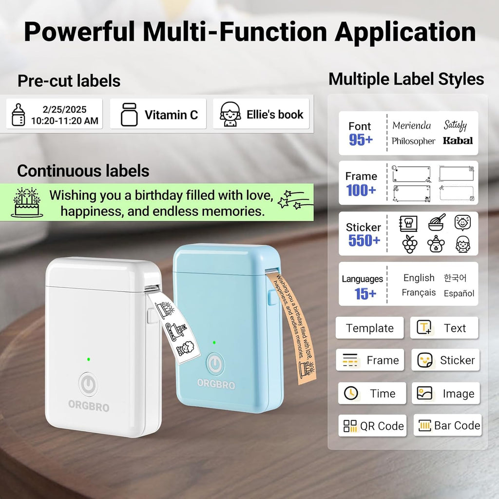 Label Maker Machine with Tape, X1 Portable Bluetooth Mini Label Printer, Support Pre-Cut & Continuous Label, Wireless Small Label Makers with Versatile App for School Home Office Organization