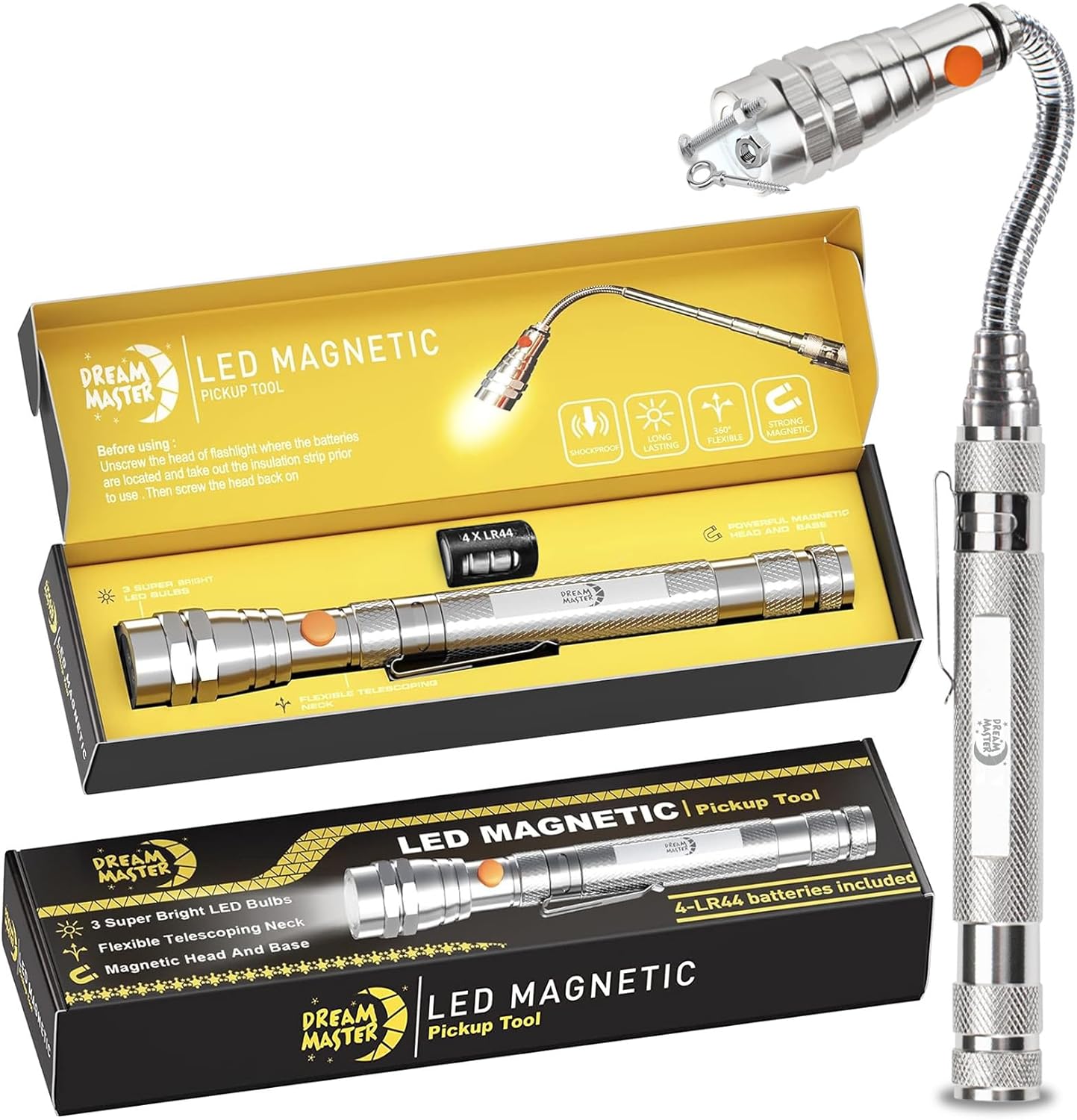 Magnetic Pickup Tool Gifts for Men, Telescoping Magnet Flashlight