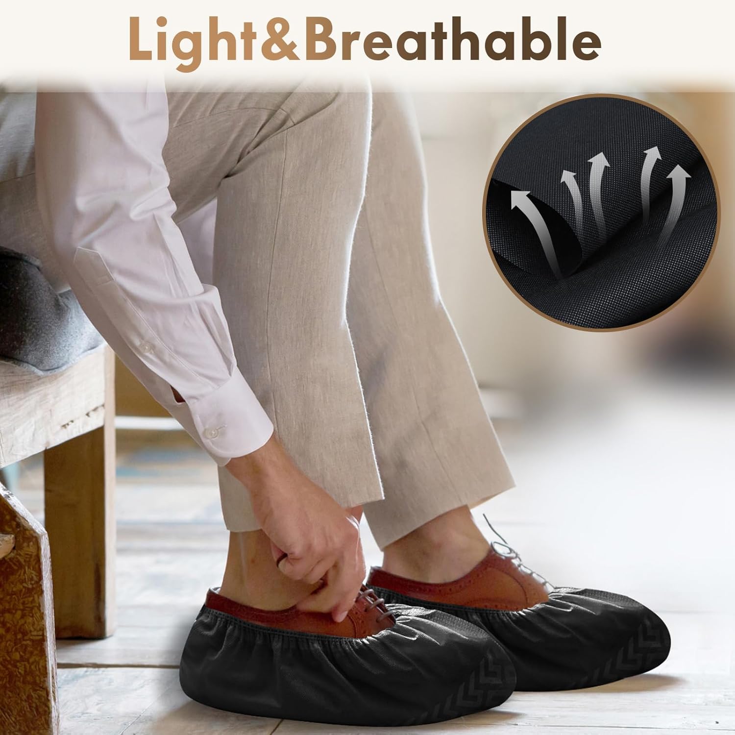 Recycable Shoe Covers Disposable - Black Shoe Covers for Indoors,50Pcs Booties for Shoe Cover,Fits up to 11 US Men and 13 US Women Size,Recyclable Non-Woven Fabric