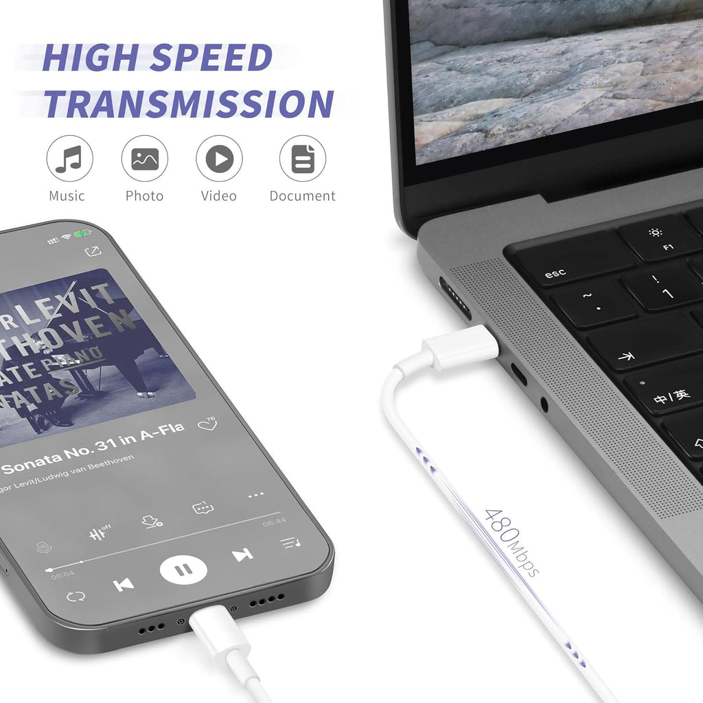 Iphone Charger Fast Charging,[Mfi Certified] 2Pack 20W Type C Fast Charger Block with 6FT USB C to Lightning Cable Compatible for Iphone 14/13/12/11 Pro Max/Xs Max/Xr/X,Ipad（White）