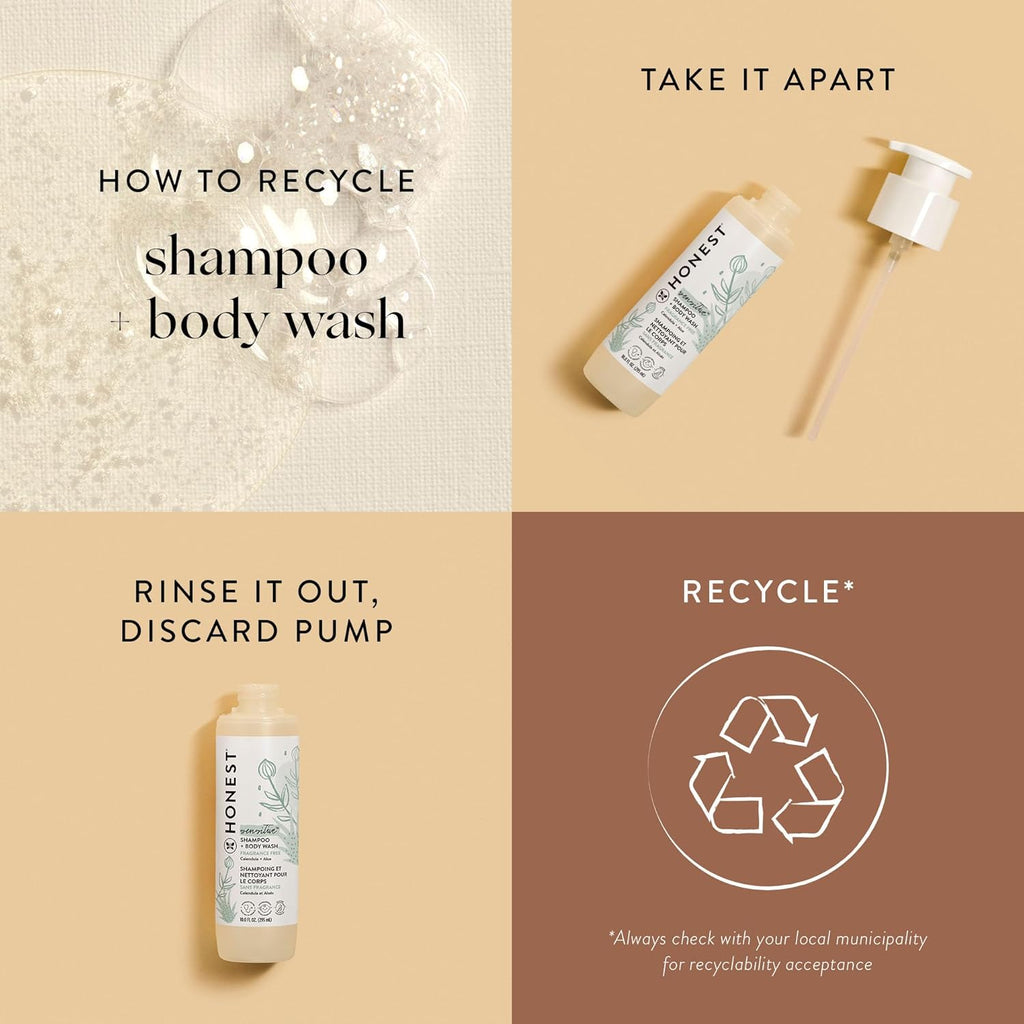 2-In-1 Cleansing Shampoo + Body Wash for Sensitive Skin | Gentle for Baby | Naturally Derived, Tear-Free, Hypoallergenic | Fragrance Free, 10 Fl Oz