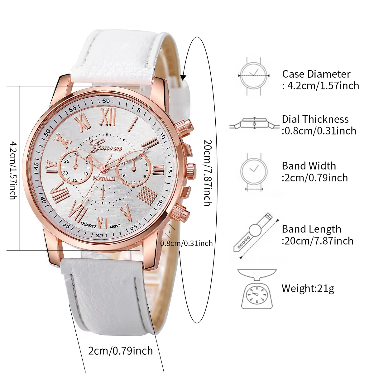 6Pcs/Set Geneva Women Watches Casual Leather Band Quartz Wrist Watch Diamond Jewelry Set(Without Box)