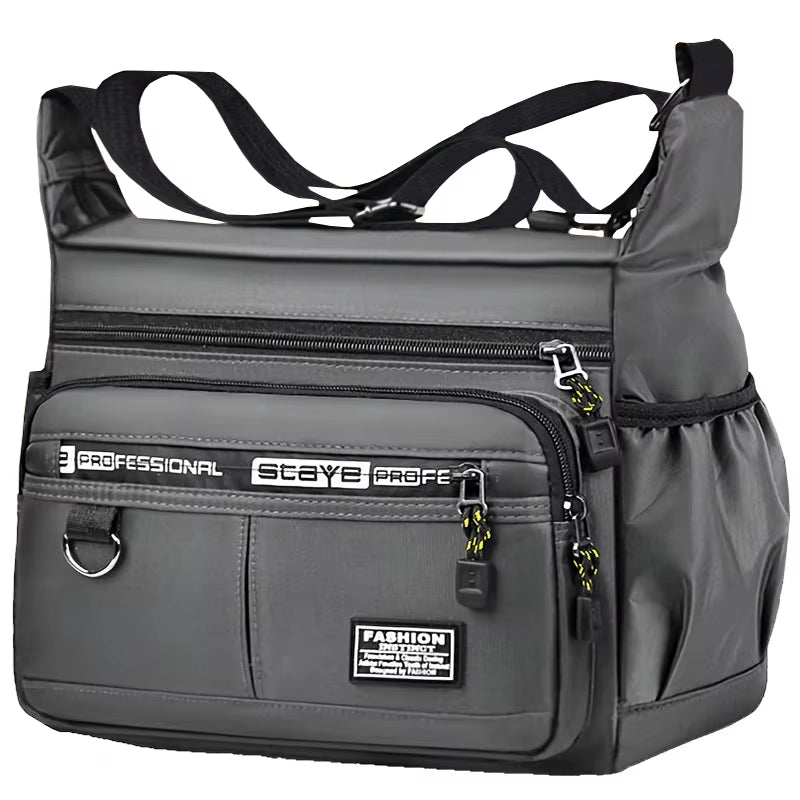 Men'S Cross-Body Bag with Multi-Layered Pockets, Adjustable Shoulder Strap.