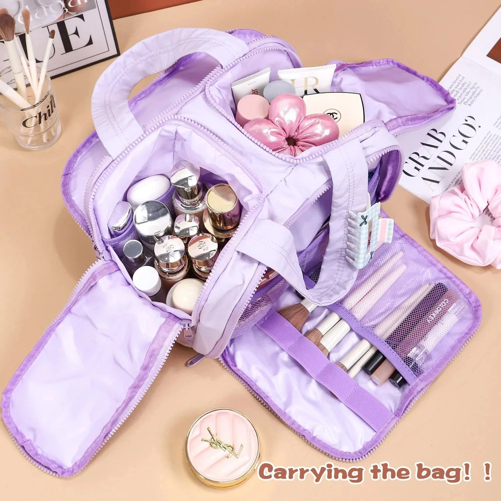 Large Capaci Portable Lightweight Makeup Bag Women'S Travel Miscellaneous Storage Bag Handheld Organizer Cosmetic Pouch Wash Bag