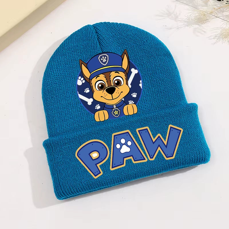 Paw Patrol Knitted Hat Kawaii Cartoon Character Printed Beanie Boys Girls Warm Hat Winter Baby Accessories Kids Gift