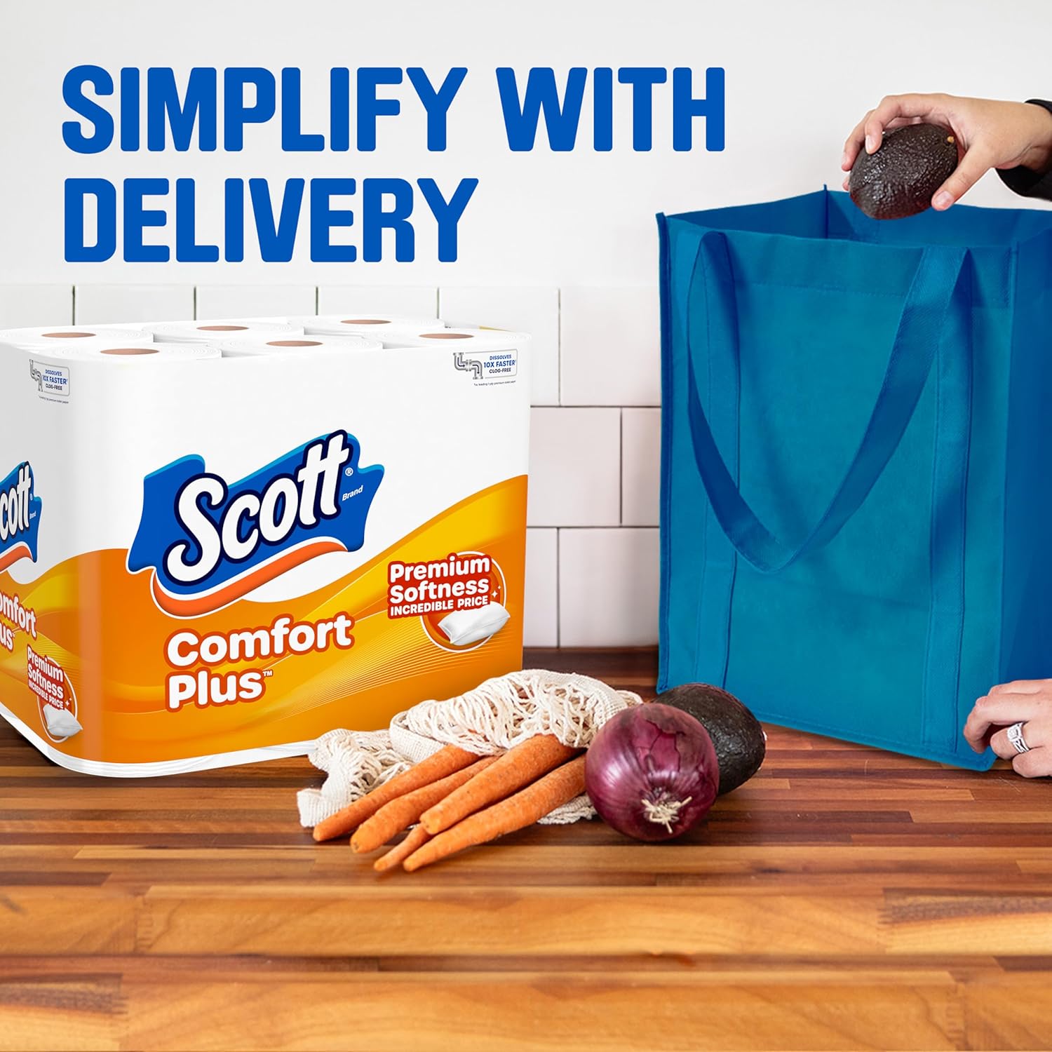Comfortplus Toilet Paper, 12 Double Rolls, 231 Sheets per Roll, Septic-Safe, 1-Ply Toilet Tissue