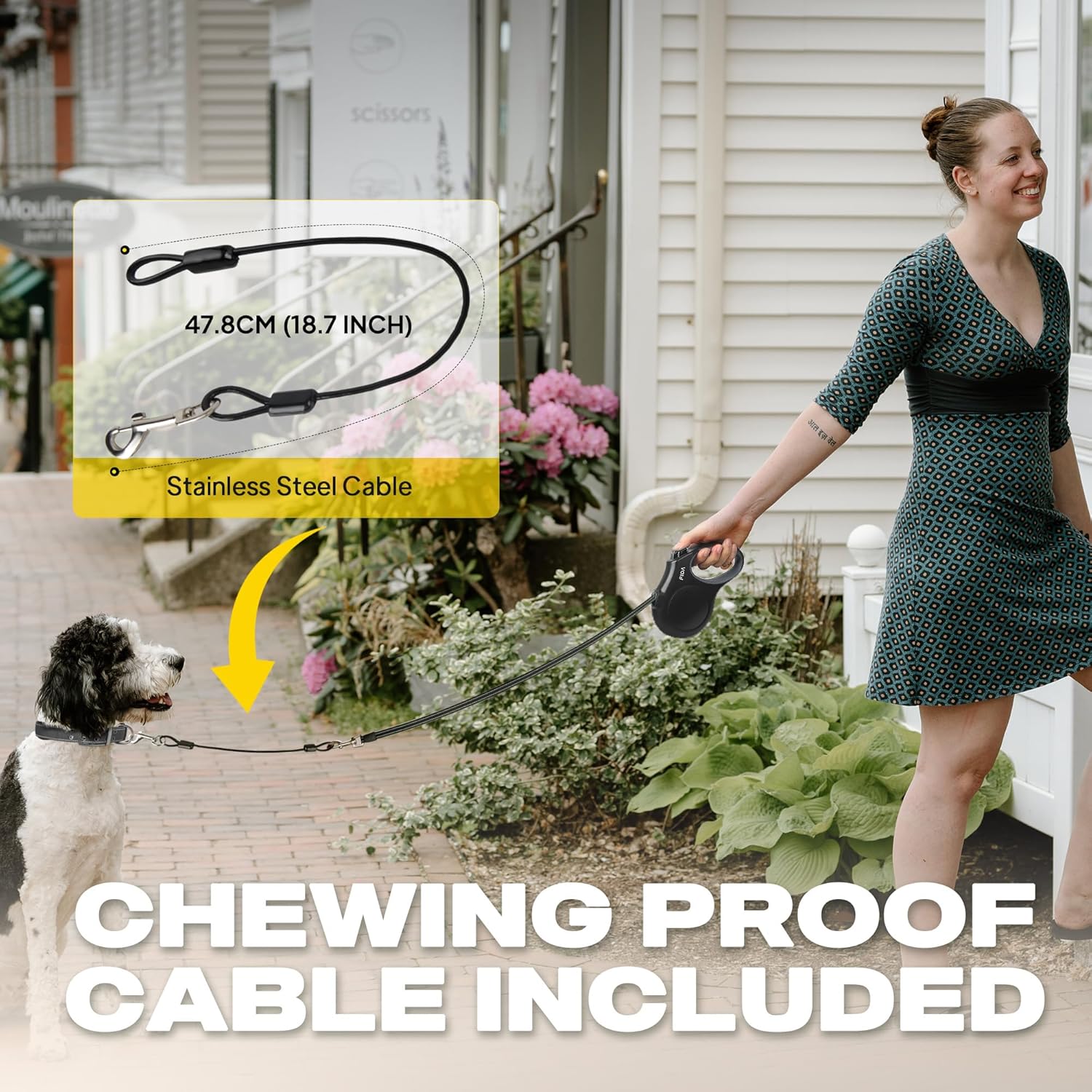 Retractable Dog Leash, 16 Ft Dog Walking Leash for Small Dogs up to 26 Lbs, 360° Tangle Free, Black