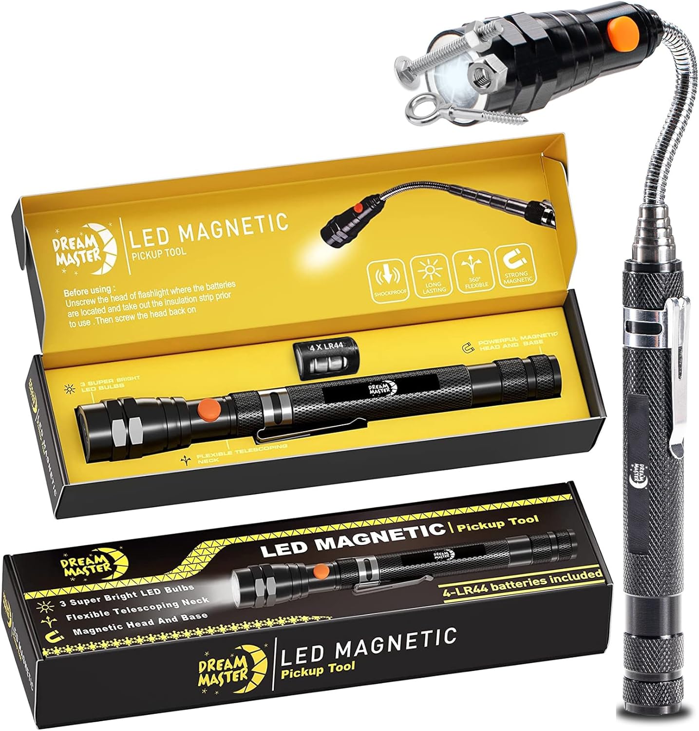 Magnetic Pickup Tool Gifts for Men, Telescoping Magnet Flashlight