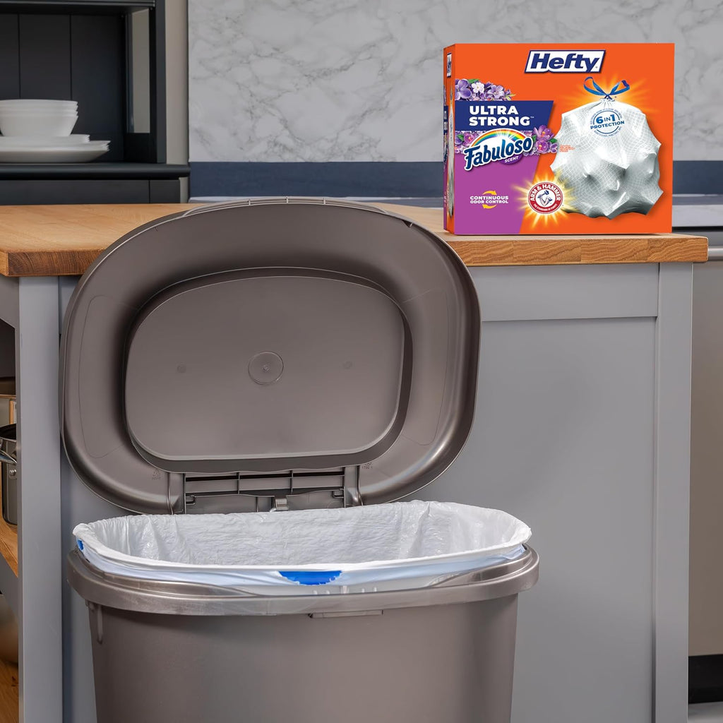 Ultra Strong 13 Gallon Trash Bags, Tall Kitchen Trash Bags 13 Gallon Size, Resist Leaks, Punctures, and Rips, Continuous Odor Control, White, Fabuloso Scent, 80 Bags