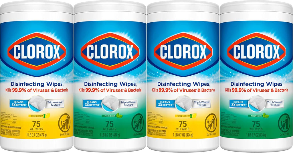 Disinfecting Wipes Value Pack, Bleach Free Cleaning Wipes, 75 Count Each, Pack of 4