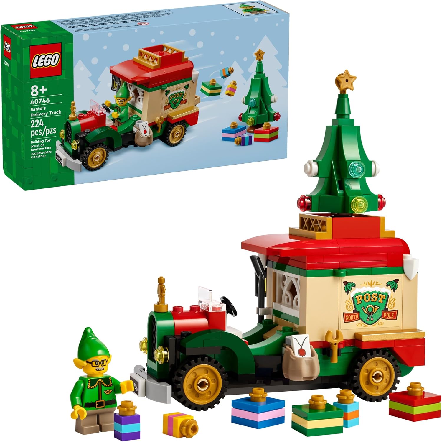 Santa’S Delivery Truck Building Toy for Kids - Construction Set for Play or Christmas Decor - Building Blocks for Girls & Boys, Ages 8+ - Holiday Craft Ideas for Families - 40746