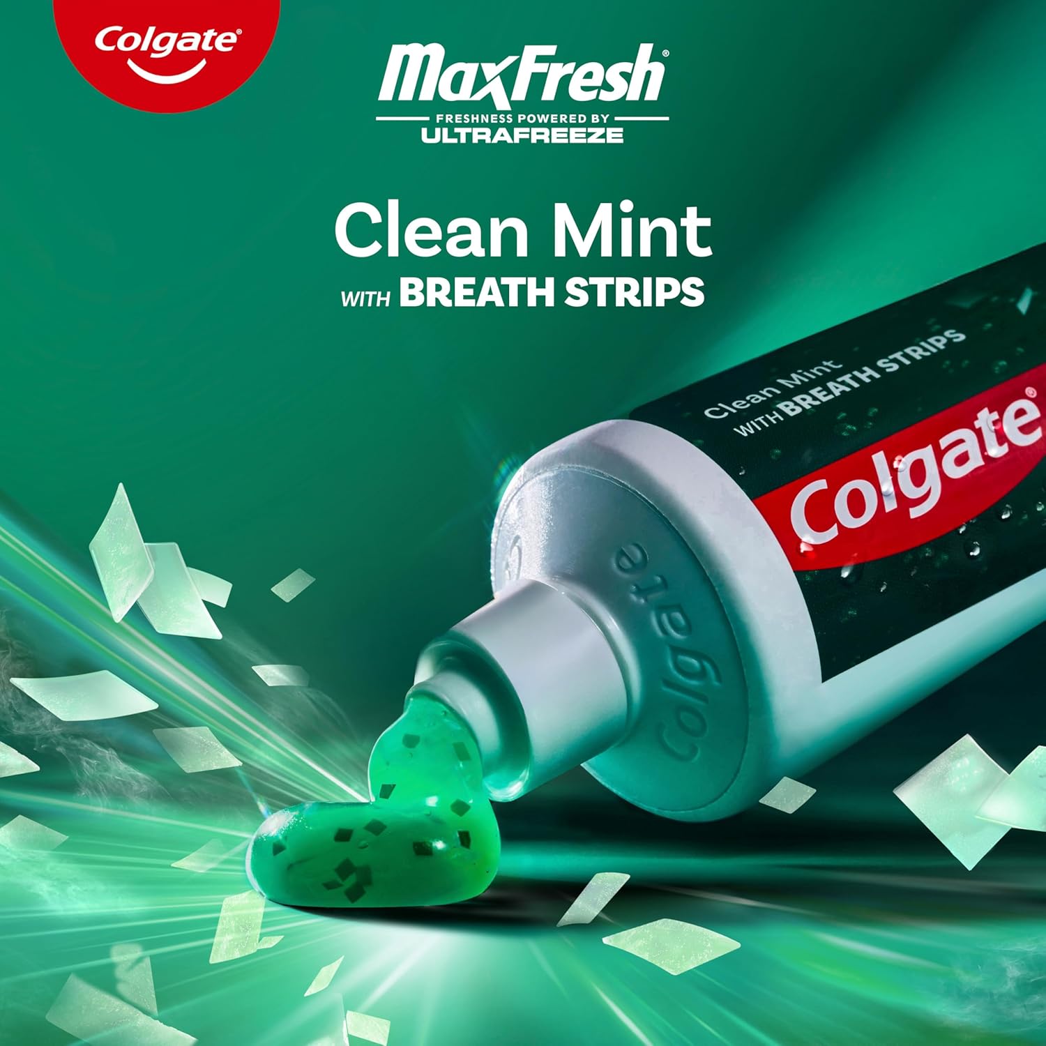 Max Fresh Toothpaste, Whitening Toothpaste with Mini Breath Strips, Clean Mint Toothpaste for Bad Breath, Helps Fight Cavities, Whitens Teeth, and Freshens Breath, 4 Pack, 6.3 Oz Tubes