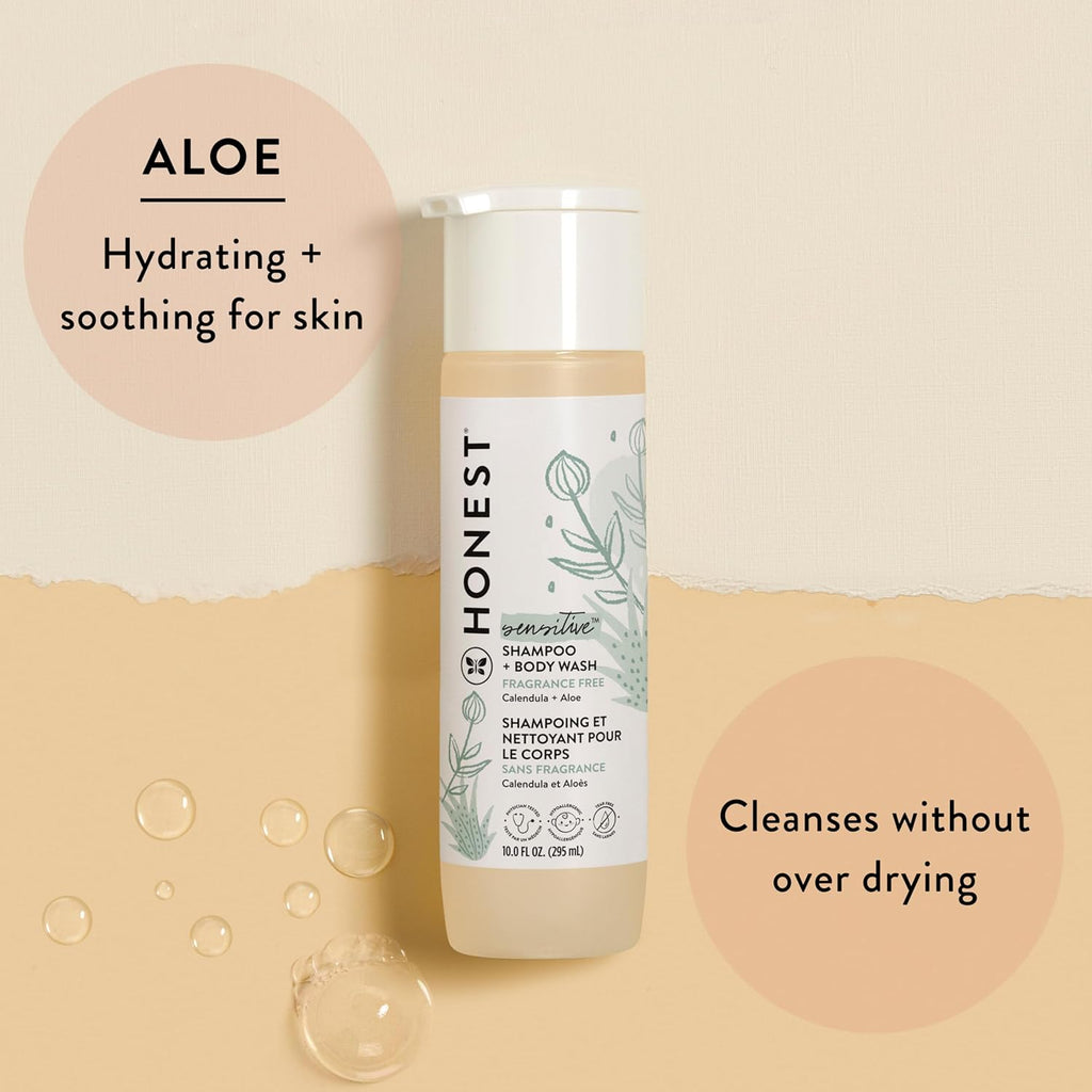 2-In-1 Cleansing Shampoo + Body Wash for Sensitive Skin | Gentle for Baby | Naturally Derived, Tear-Free, Hypoallergenic | Fragrance Free, 10 Fl Oz