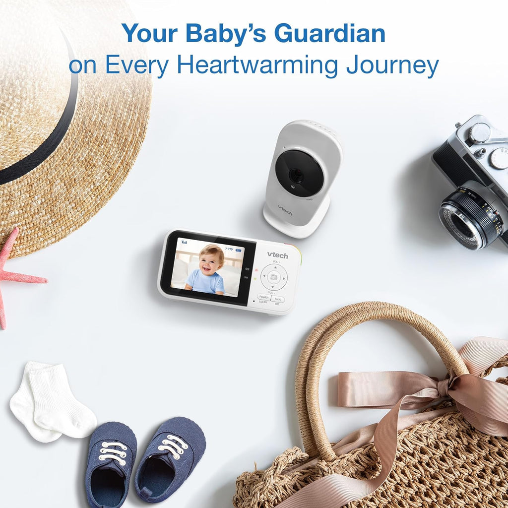 VM819 Baby Monitor with Camera and Audio, 2.8” Screen Portable Baby Camera, Night Vision, 2-Way Audio, Temperature Sensor and Lullabies, Secure Transmission No Wifi, Ideal for Baby/Elderly/Pet