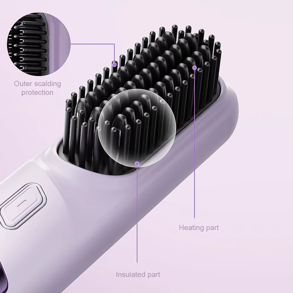 Cordless Beard Straightener for Men Hair Straightener Brush Fast Heated Electric Hair Brushes Multifunctional Wireless Hot Comb