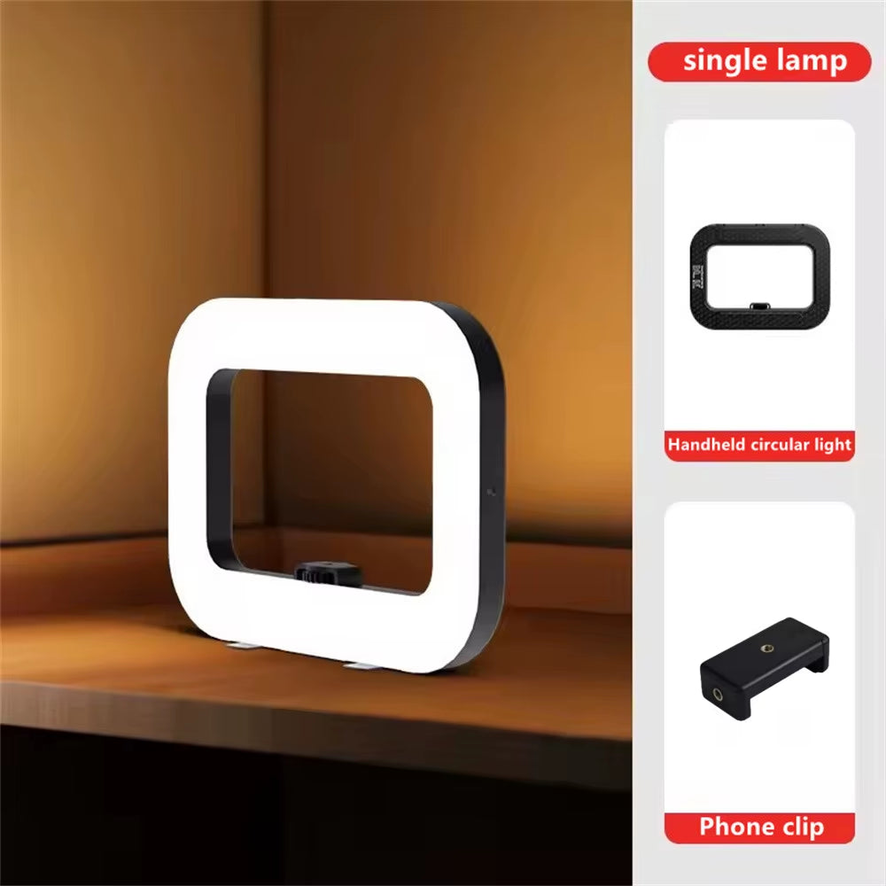 New Handheld Ring LED Rechargeable Portable Mobile Phone Live Broadcast Photography Desktop Rabbit Cage Selfie Fill Light