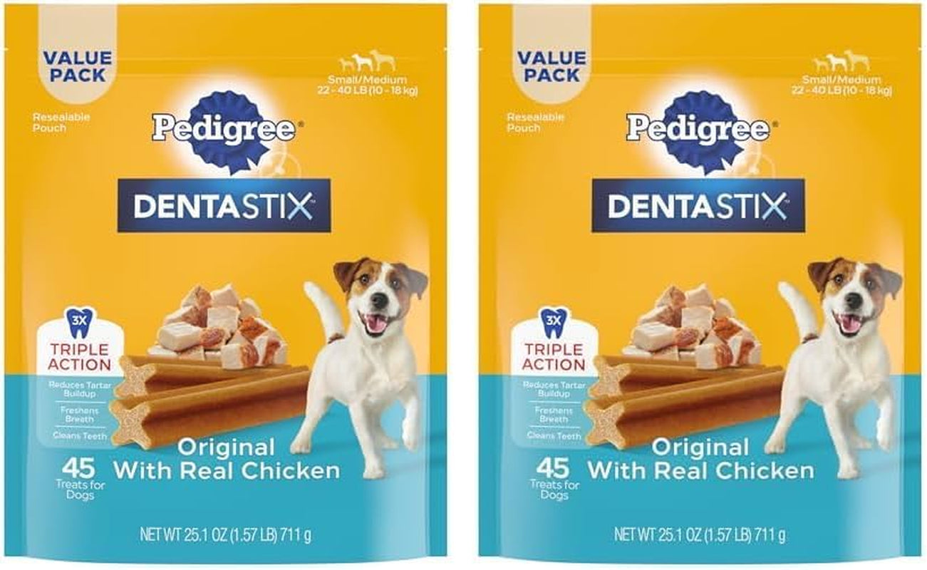 DENTASTIX Small/Medium Dog Dental Treats Original Flavor Dental Bones, 5.57 Oz. Pack, Pack of 7 (70 Total Treats)