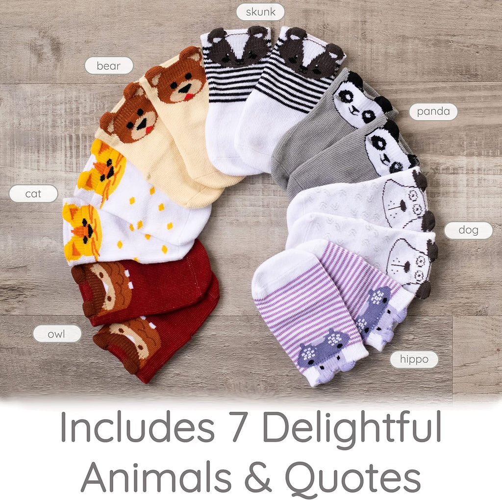 Baby Sock Gift Set - 7 Unique Pairs, Cute & Funny Unisex Newborn Gifts for Baby Showers & Registries