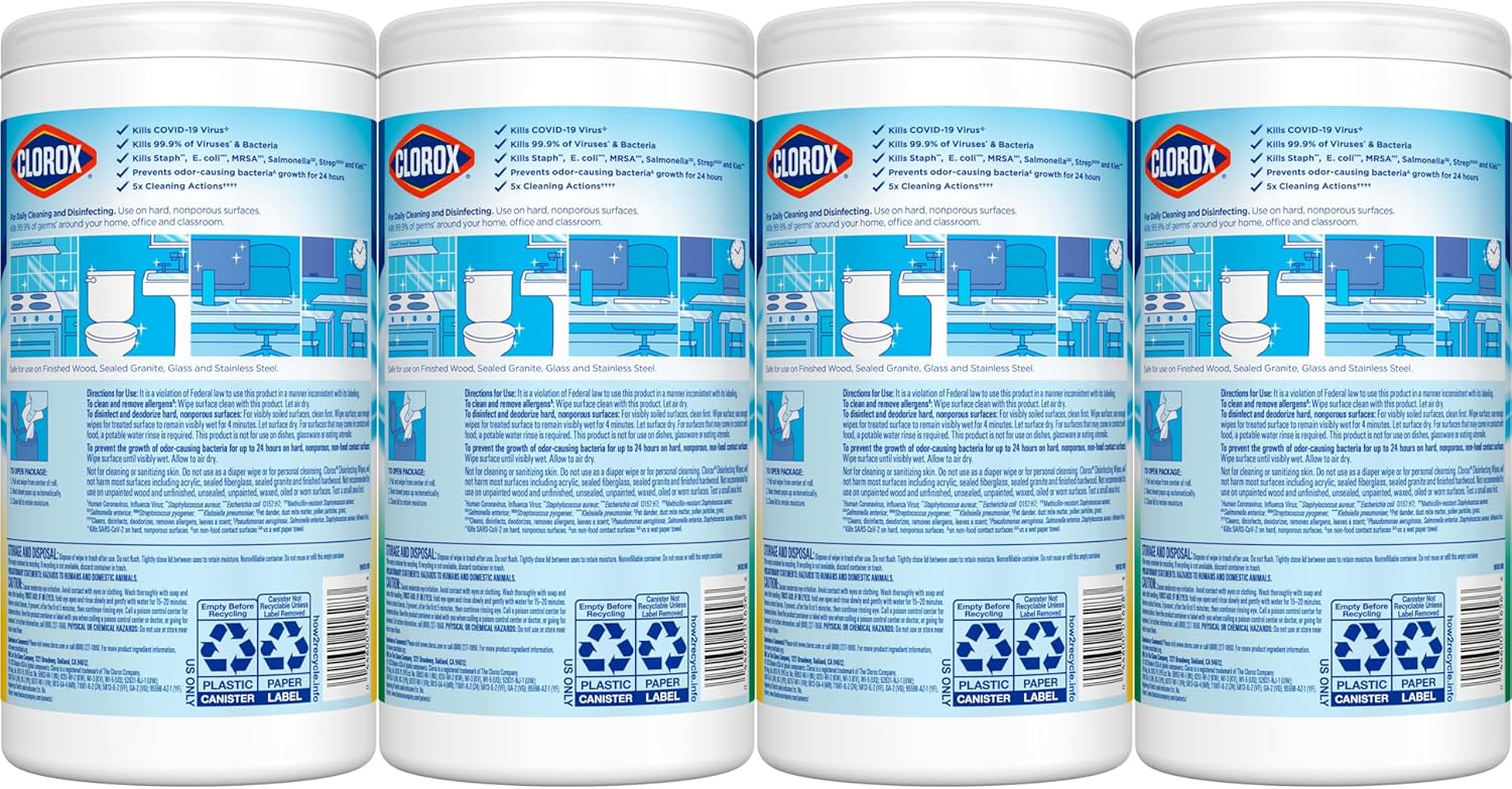 Disinfecting Wipes Value Pack, Bleach Free Cleaning Wipes, 75 Count Each, Pack of 4