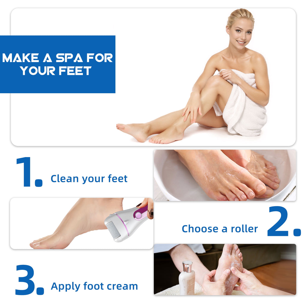 Electric Callus Remover for Feet, Portable Foot File with 18-In-1 Kit, Waterproof, 3 Roller Heads, 2 Speeds