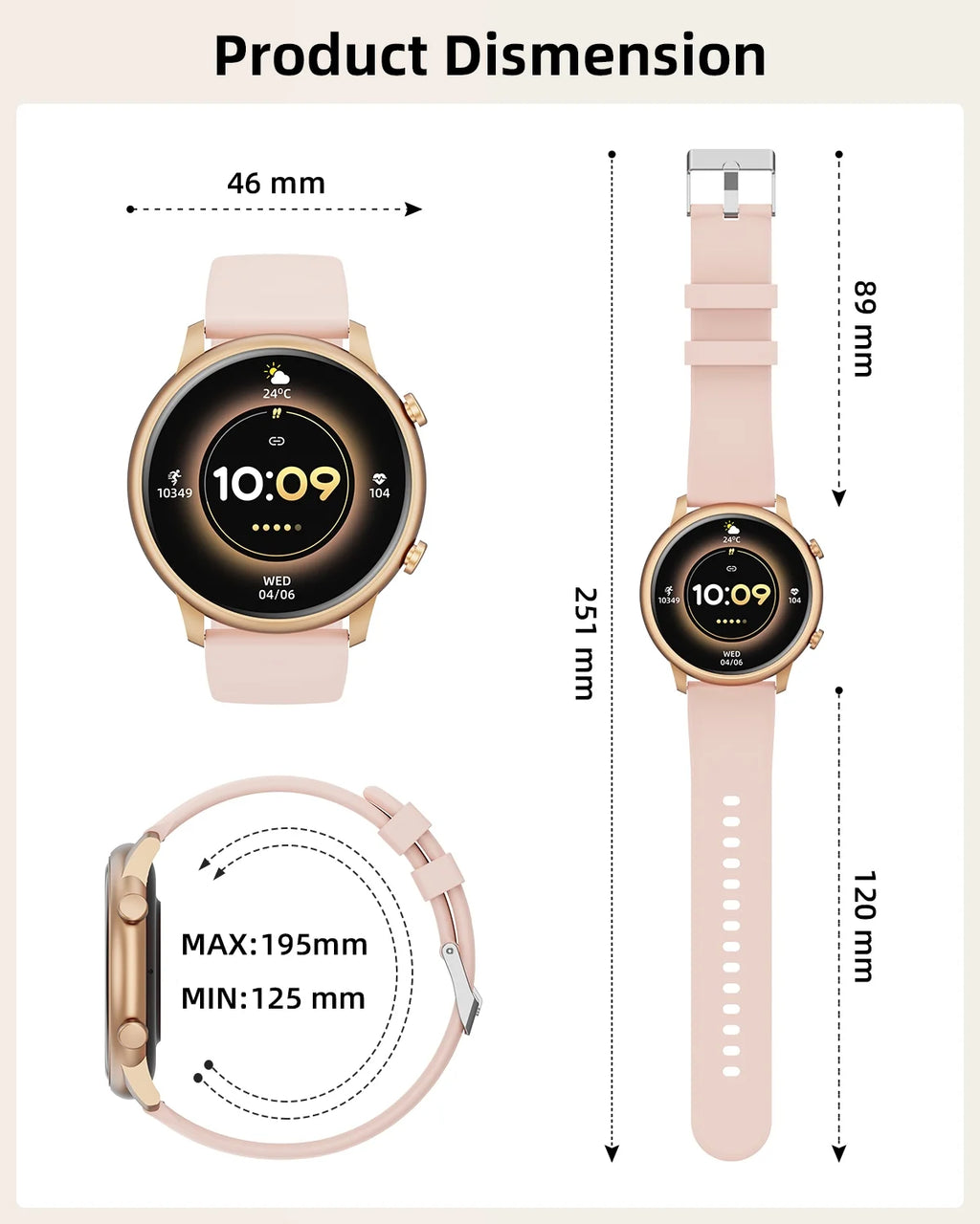 Smart Watch(Answer/Make Call), Smartwatch Fits for Android and Iphone, 1.39" HD Fitness Watch with 100 Sports Modes, Waterproof, Activity Smart Watches for Women, Two Straps, Gold