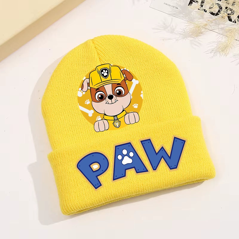 Paw Patrol Knitted Hat Kawaii Cartoon Character Printed Beanie Boys Girls Warm Hat Winter Baby Accessories Kids Gift