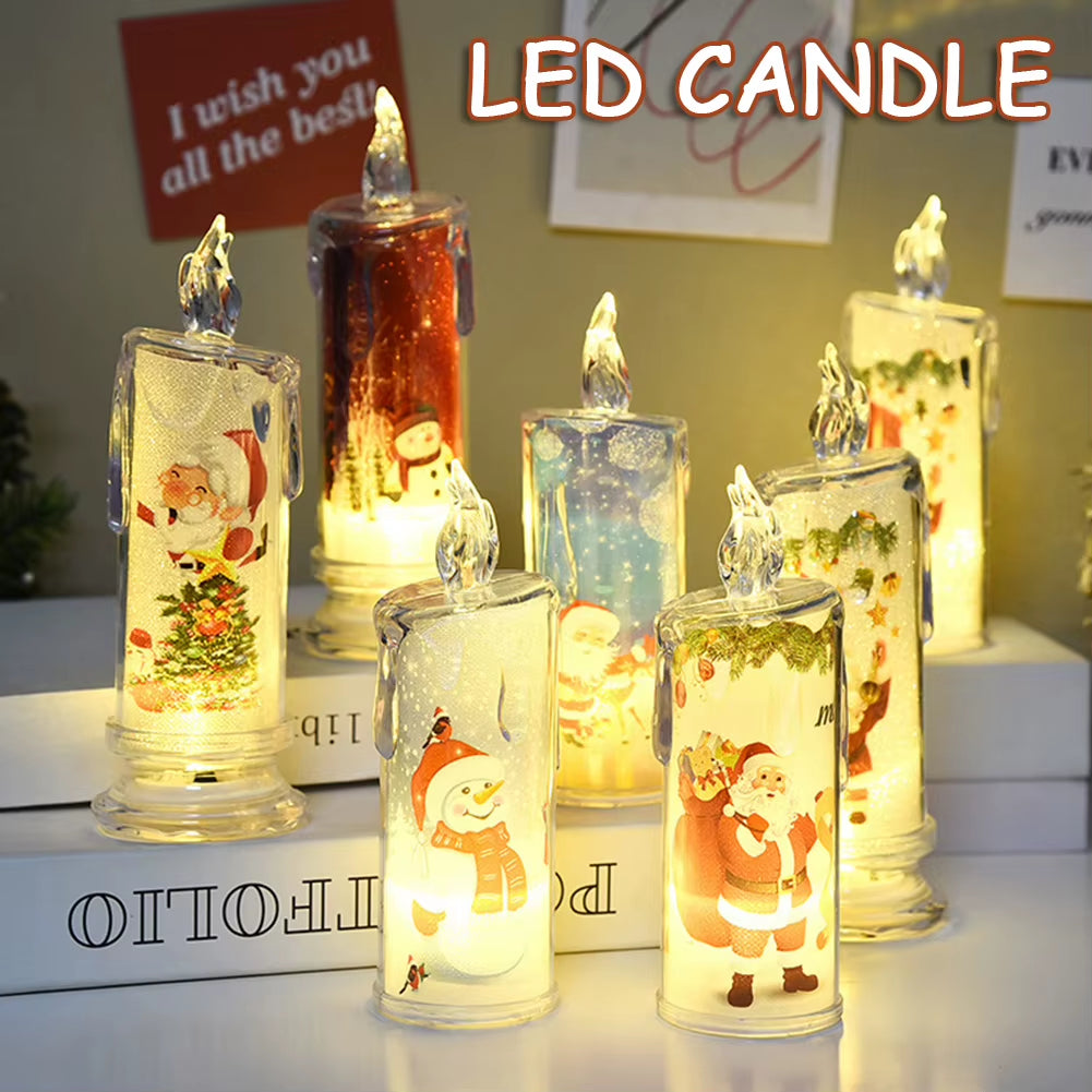 4PCS Christmas LED Candles, Flameless Flickering Electronic Tea Lights,Santa Claus Projection