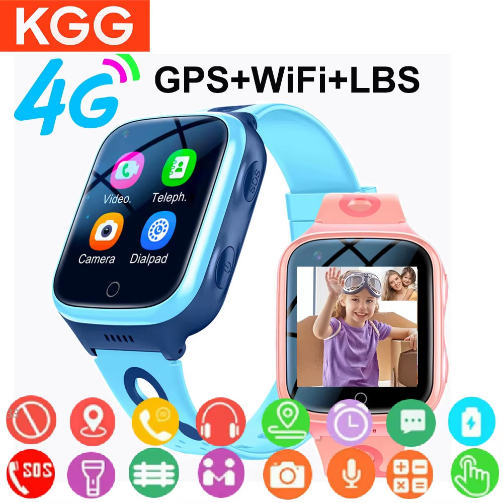 KGG 4G Smart Watch Kids GPS Wifi 1000Mah Video Call Tracker Location SOS Call Back Monitor Phone Watch Smartwatch Children Gifts