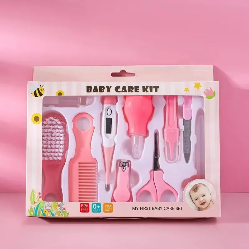 10Pcs/Set Baby Health Care Kit Kids Nail Hair Health Care Thermometer Grooming Brush Clipper Teether Toothbrush Baby Essentials