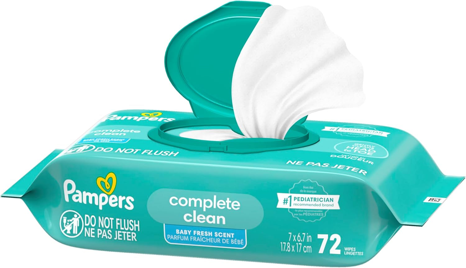 Baby Wipes, Complete Clean Baby Fresh Scented Wipe, Gently Cleans Head to Toe, 72 Total (1 Flip-Top Packs)