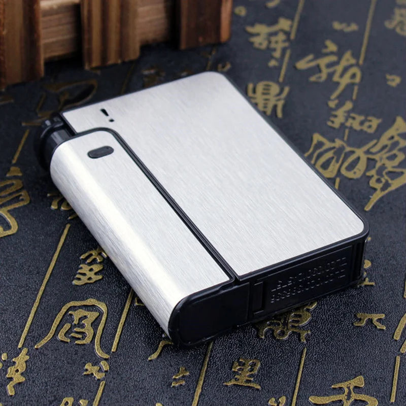 Automatic Cigarette Case Metal Cigarette Boxes 10Pcs Cigarette Capacity Can Mount Lighter 