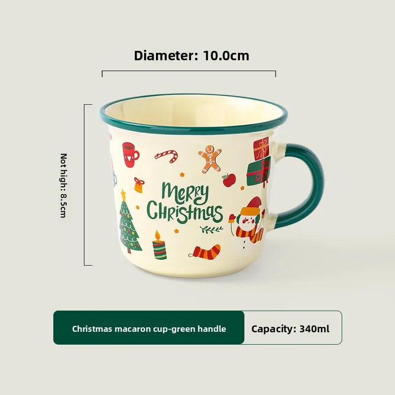 Christmas Ceramic Mug with Lid Spoon,Creative Cute Tea Cup,Holiday Gift 