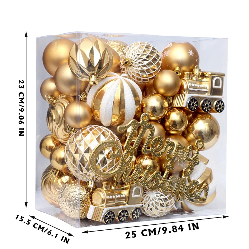 65 Pcs Shatterproof Pendants Christmas Ball Ornaments, Colorful Ornament with Hanging Rings for XMAS Tree Decorations, Festivals