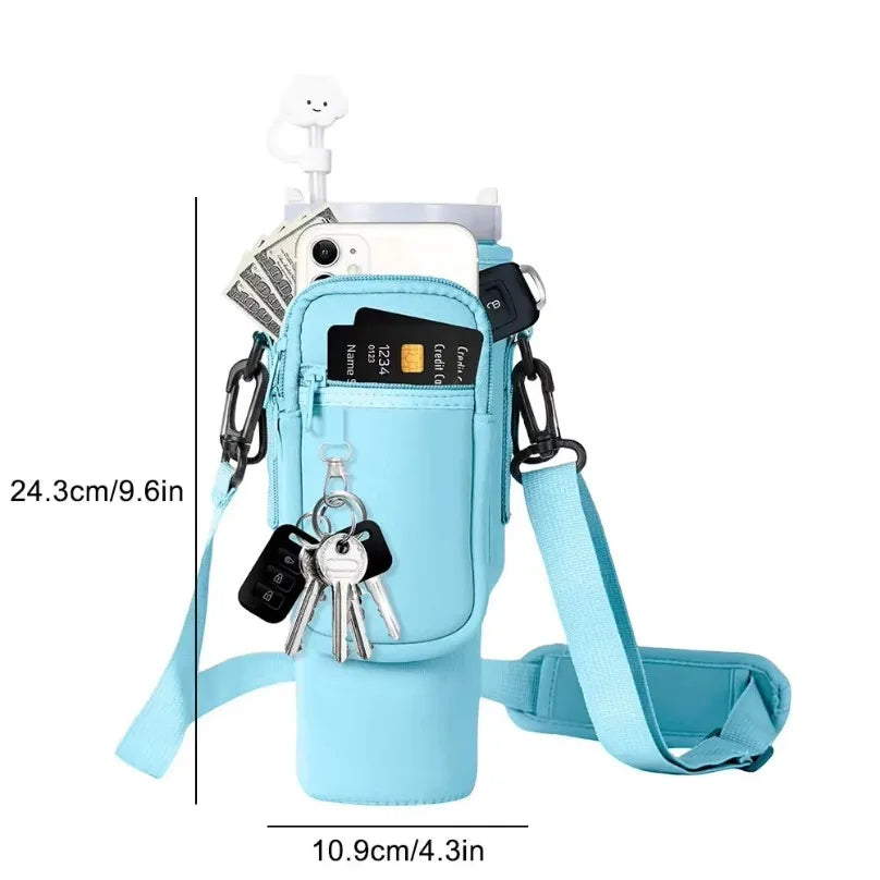 40Oz Neoprene Water Bottle Carrier Bag with Adjustable Shoulder Strap Water Bottle Holder 