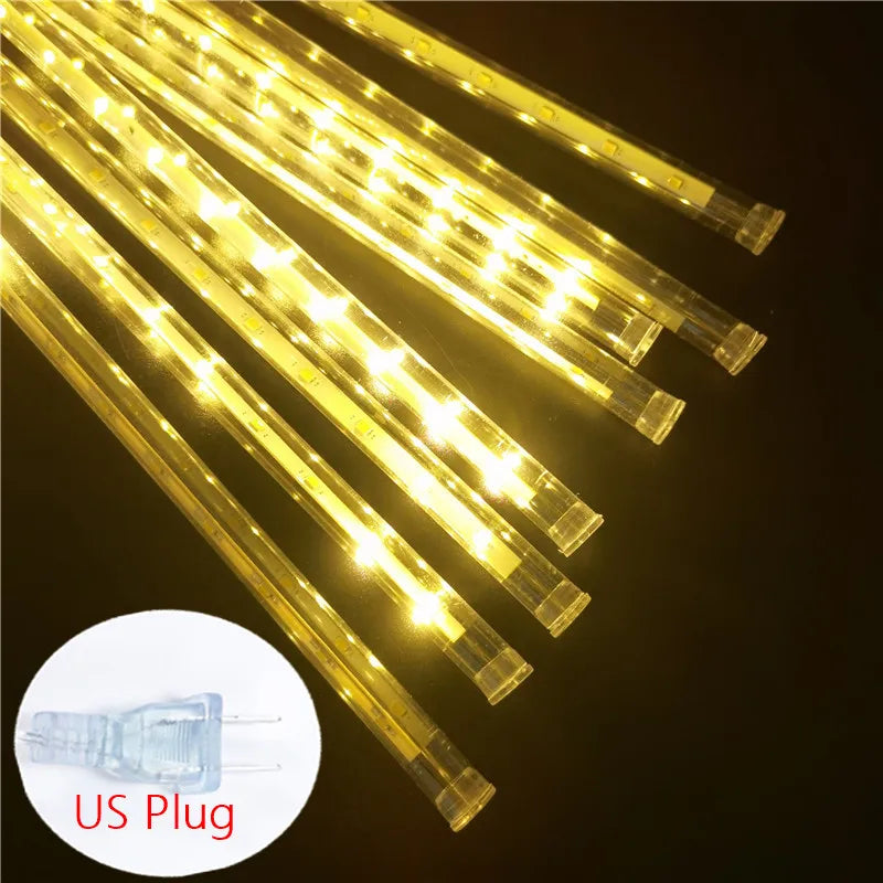 8 Tubes Meteor Shower Rain Led String Lights Street Garlands Christmas Tree Decorations for Outdoor New Year Fairy Garden Lights