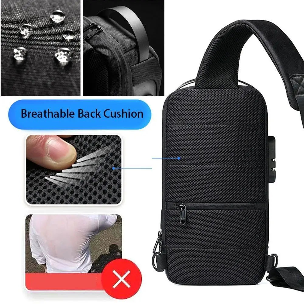 Portable Storage Bag for Asus ROG Ally Game Conslole Case Crossbody Backpack Shoulder Chest Pouch Anti-Theft Lock USB Charging