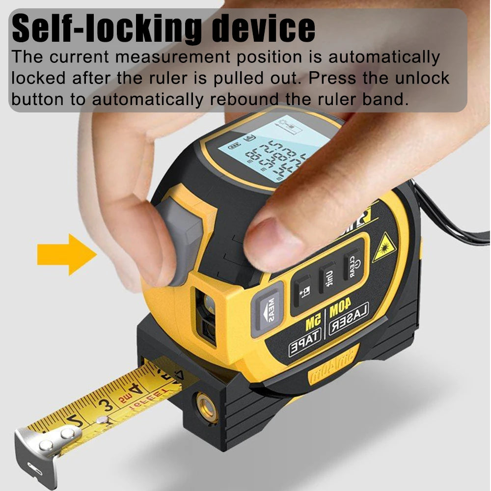 3 in 1 Distance Meter Tape Measure Ruler Laser Rangefinder Building Measurement Device 5M LCD Display with Backlight