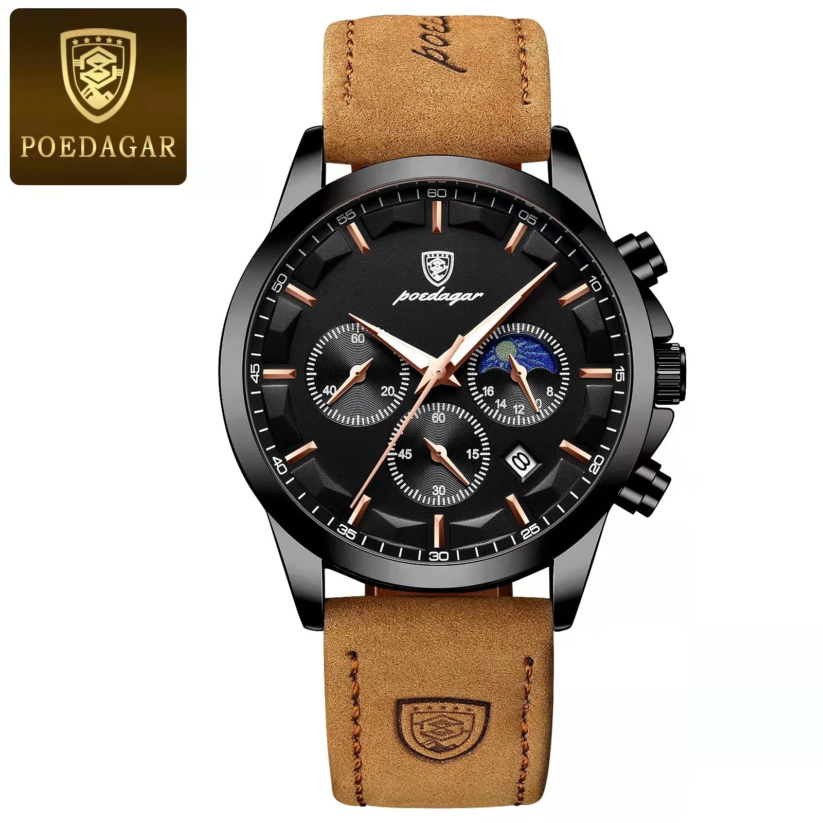 Sports Luxury Men Quartz Watch Waterproof Chronograph Luminous Date Man Wristwatch Business Leather Men'S Watches Clock
