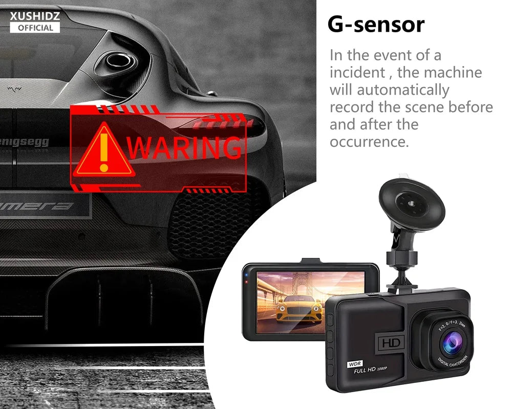NEW 1080P HD Dash Camera Loop Recording Car Vehicle DVR Video Recorder Dashcam Night Vision 24H Parking Monitor G-Sensor