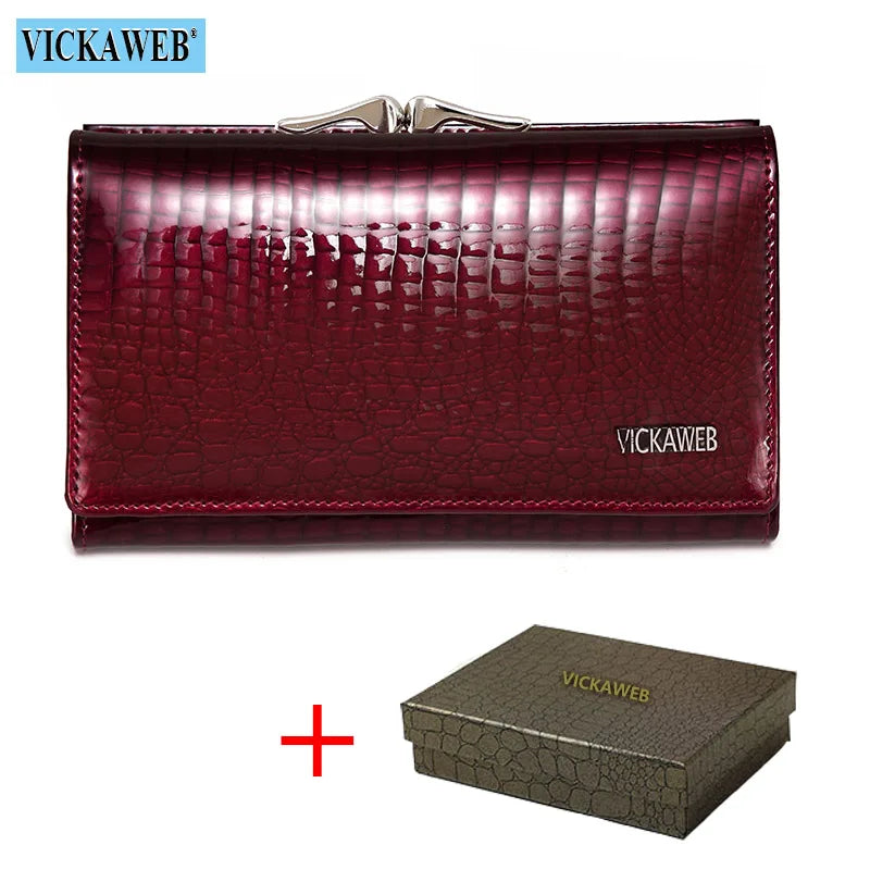 Women Genuine Leather Short Wallet Female Fashion Purses Ladies Alligator Hasp 