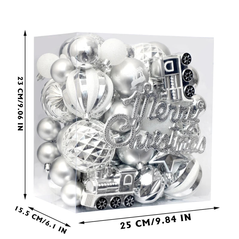 65 Pcs Shatterproof Pendants Christmas Ball Ornaments, Colorful Ornament with Hanging Rings for XMAS Tree Decorations, Festivals