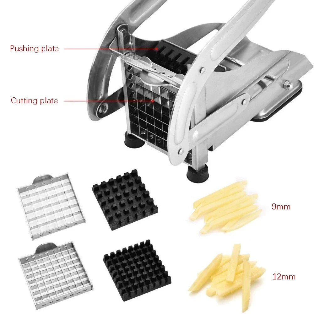 Stainless Steel French Fry Cutter Potato Cutter Fries Slicer Potato Chips Meat Chopper Cutter Chopper Chips Machine 2Blades