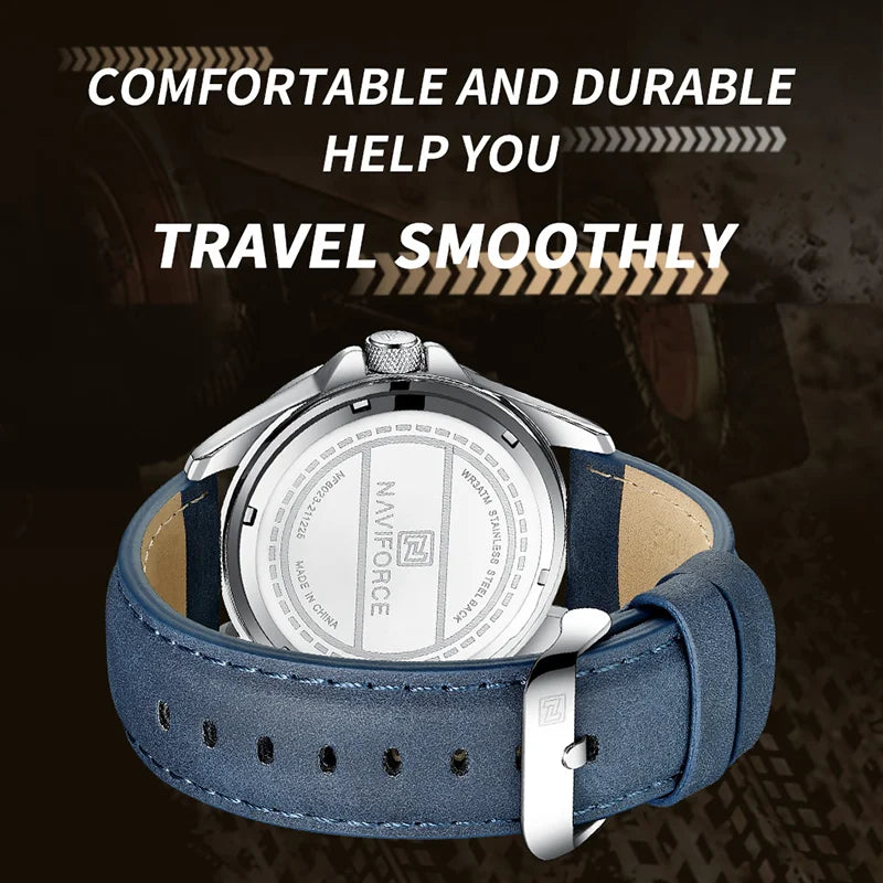 Men Fashion Quartz Watches -Leather Strap Sport Waterproof Wristwatches 