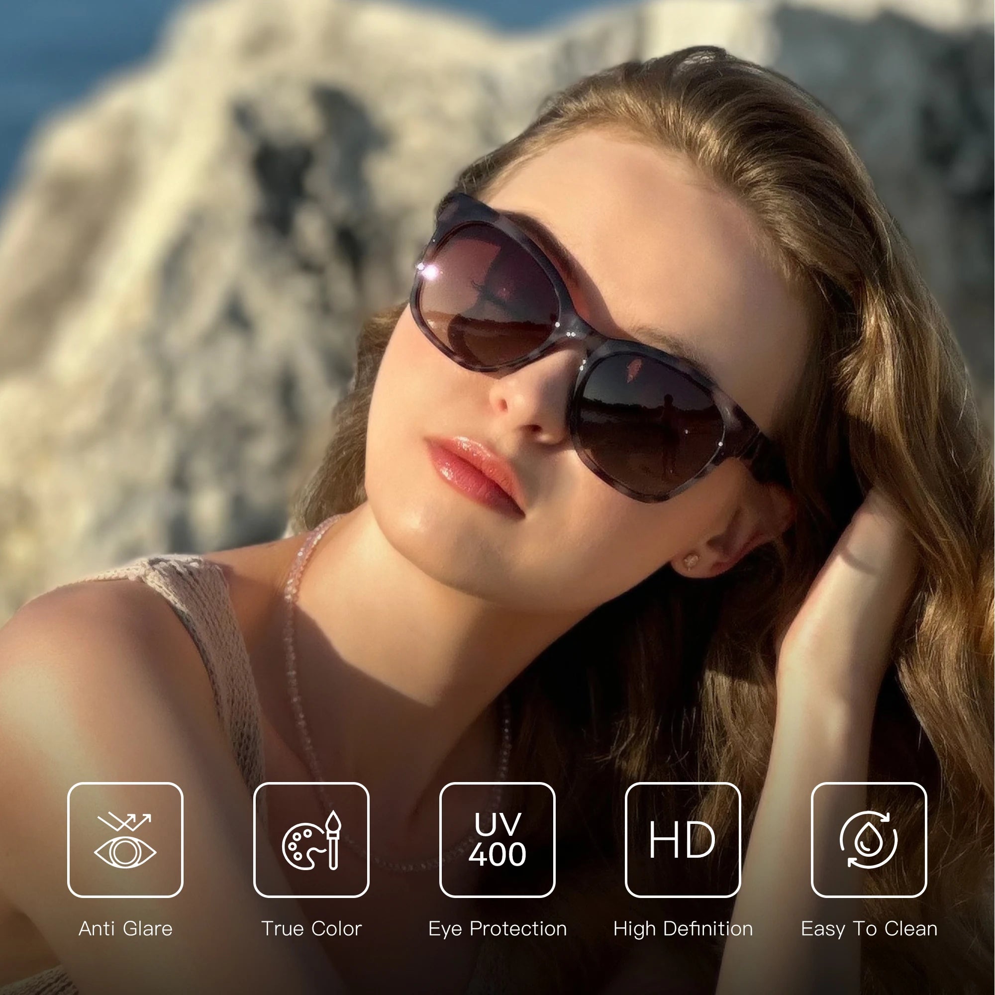 Fashion Cat eye Polarized Sunglasses for Women - Oversized Sunglasses 