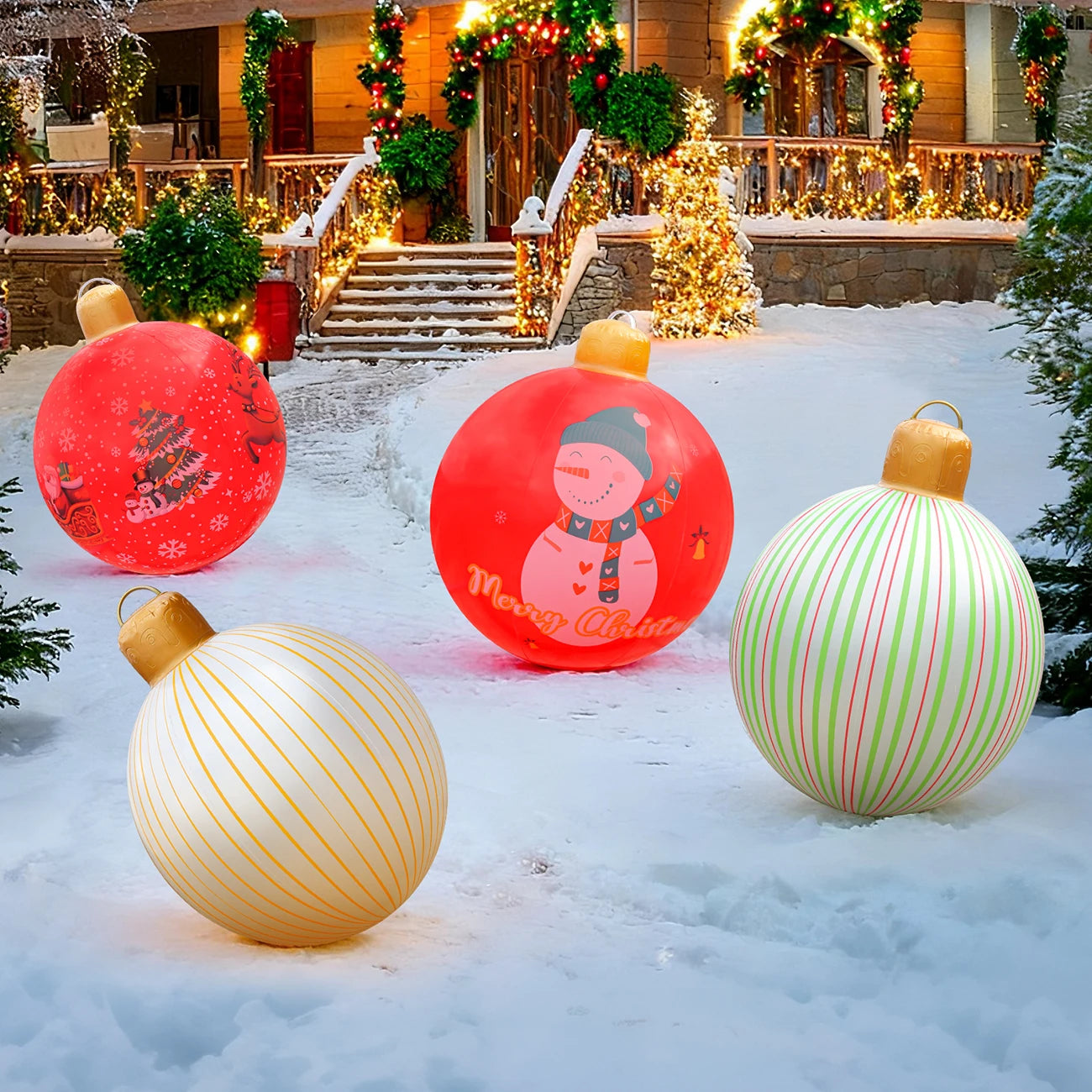 1PC Inflatable Christmas Balls Large PVC Christmas Hanging Ornaments Oversized Christmas Tree Balls Blow up Christmas Balls